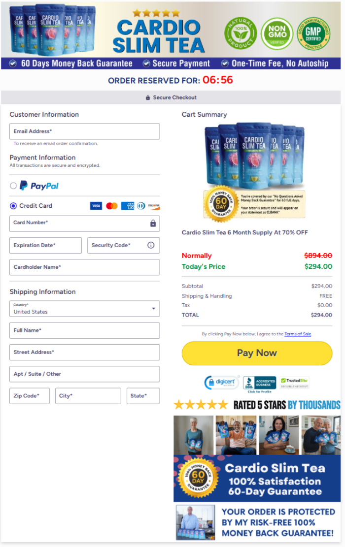 Cardio slim tea payment